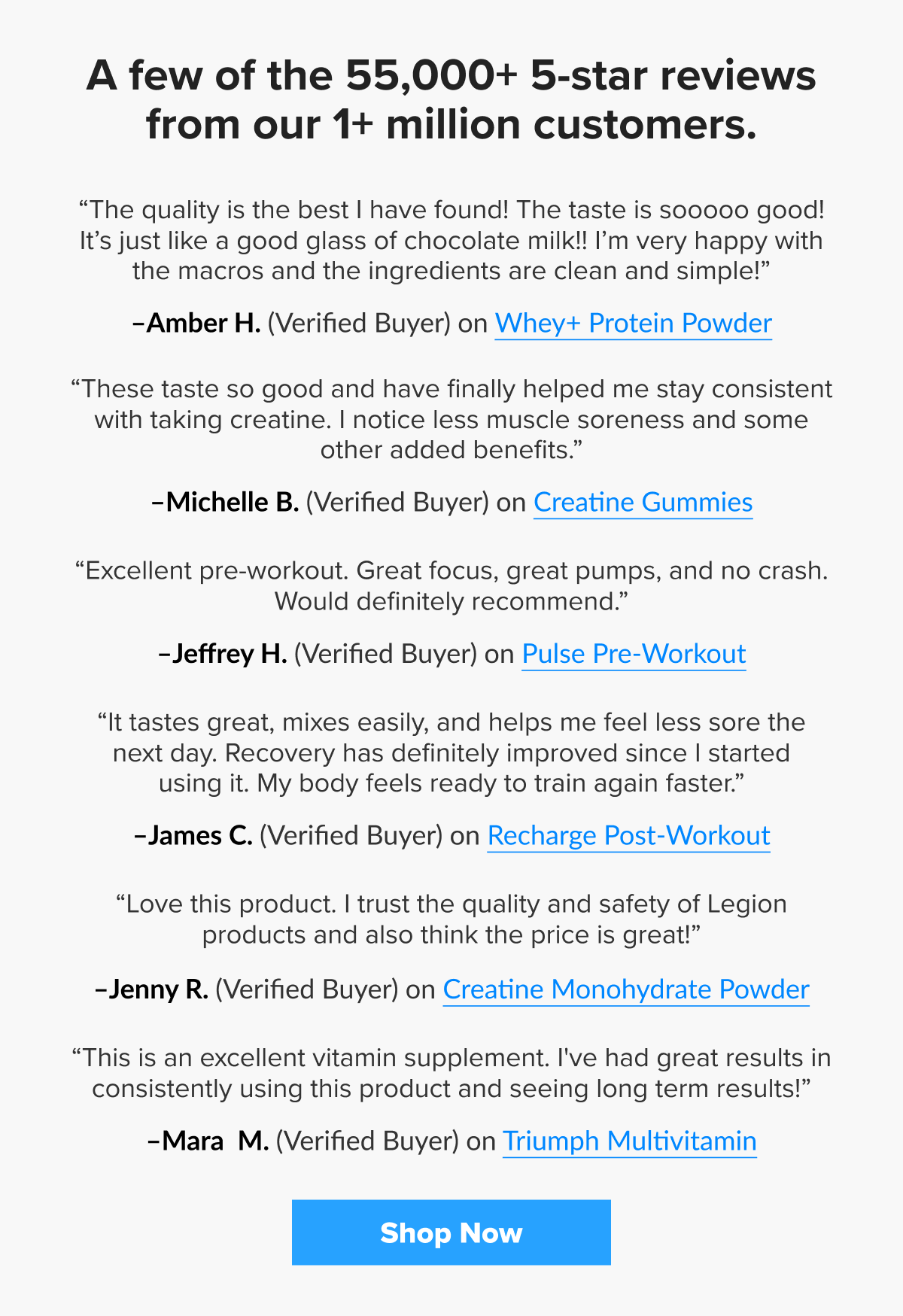 A few of the 55,000+ 5-star reviews from our 1+ million customers.