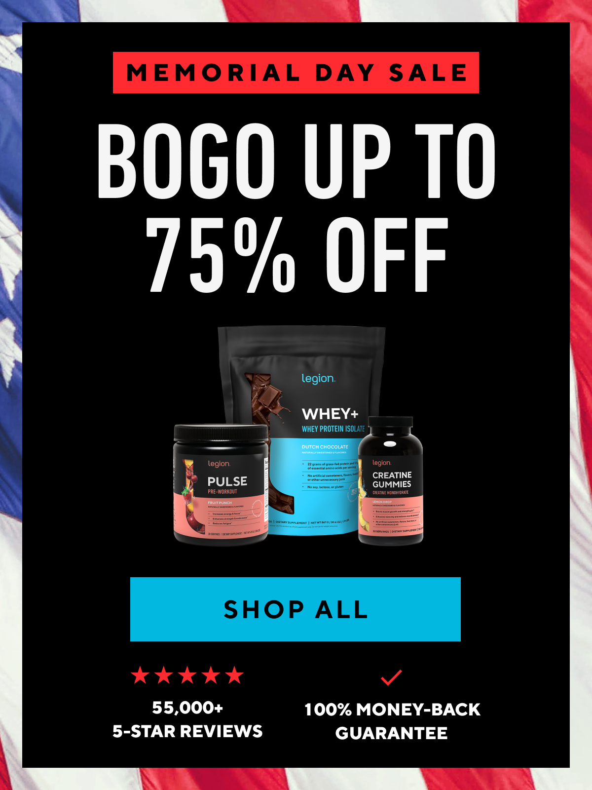 an image of a black and blue flyer with a picture of a bottle of whey