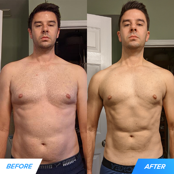 In 90 days, he dropped 14+ pounds, shed 3% body fat, and sliced 5 inches off his waist and hips.