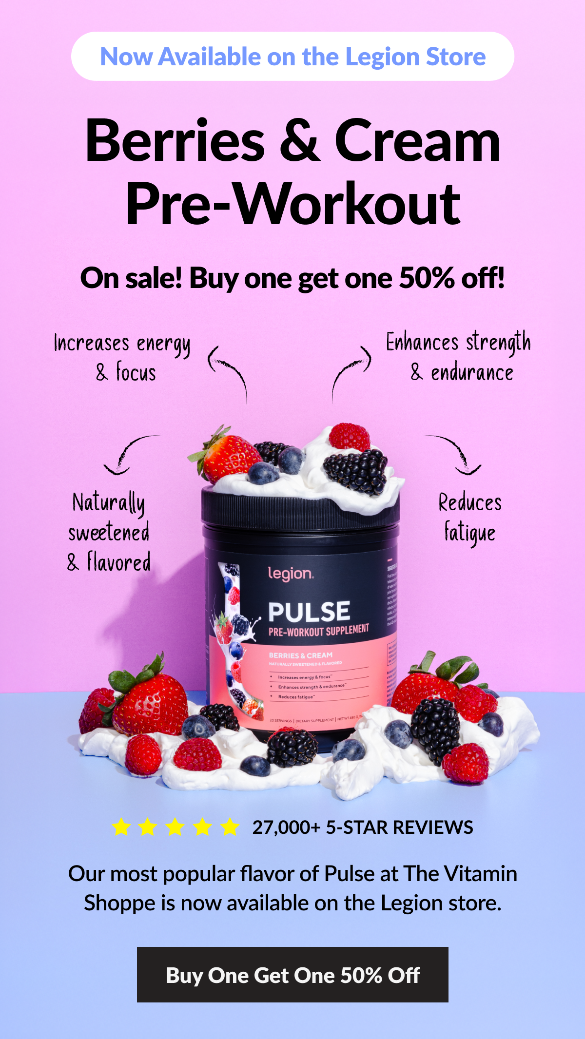 Now Available on the Legion Store: Berries & Cream Pre-Workout