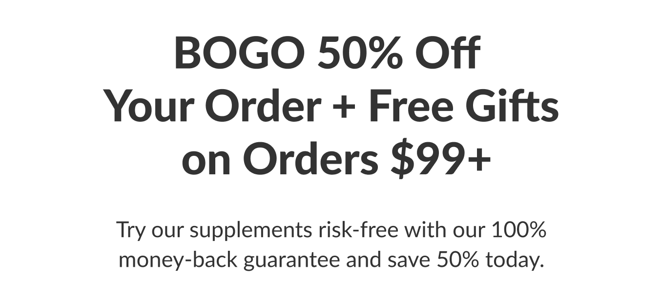 Bogo 50% off plus free gifts on orders over $149