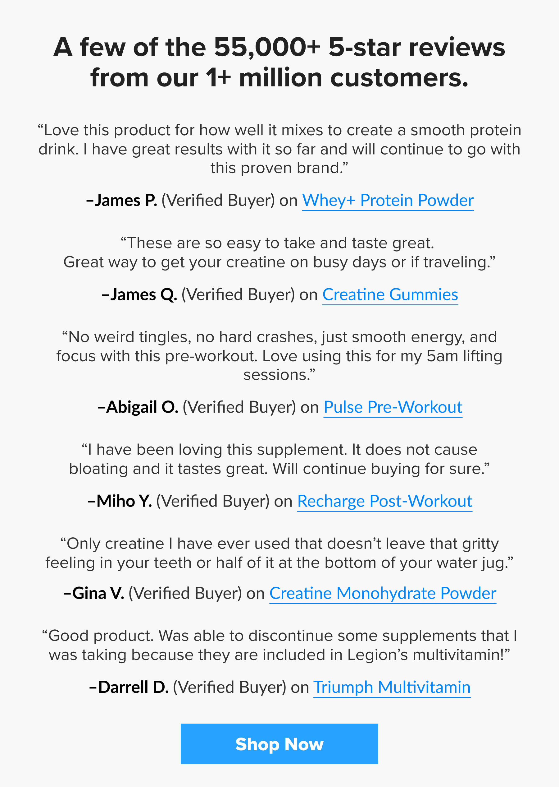 A few of the 55,000+ 5-star reviews from our 1+ million customers.