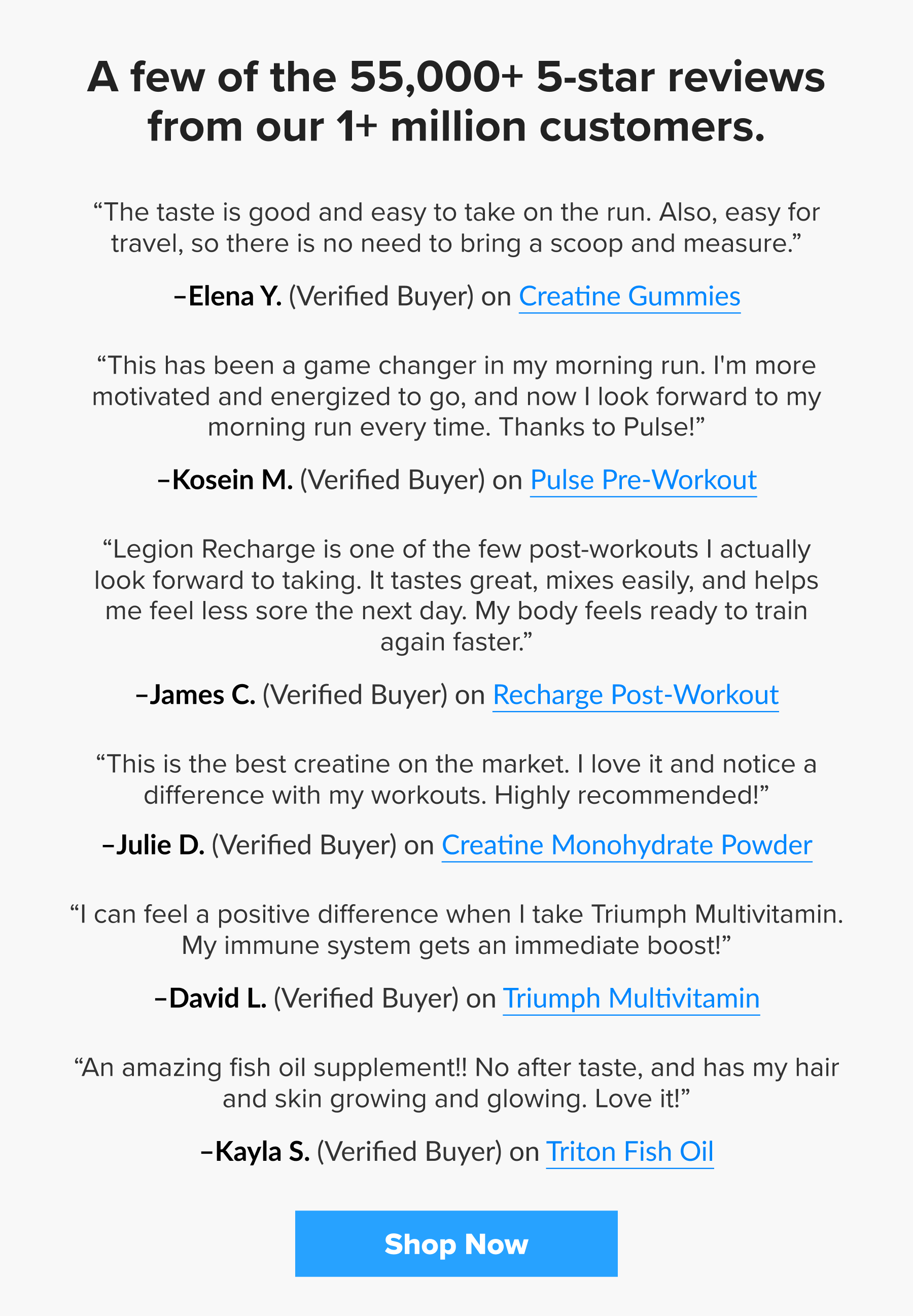 A few of the 55,000+ 5-star reviews from our 1+ million customers.