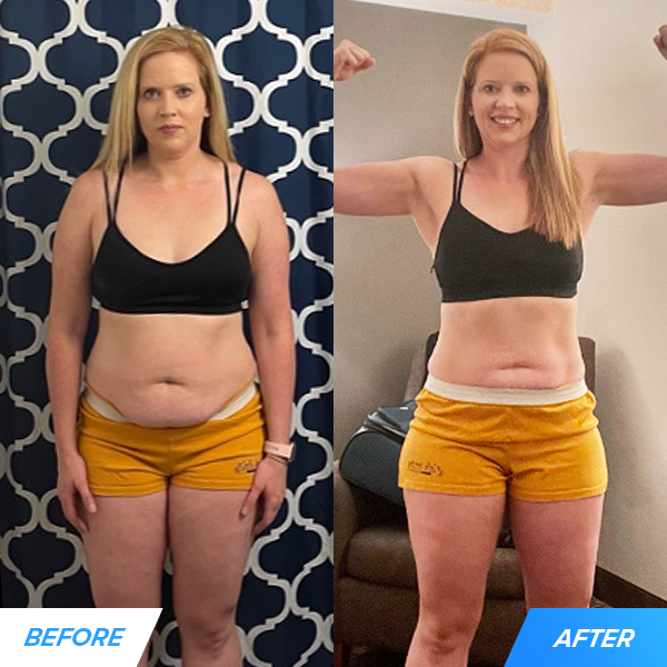 Danielle lost 9 pounds and 4.5 inches off her waist.