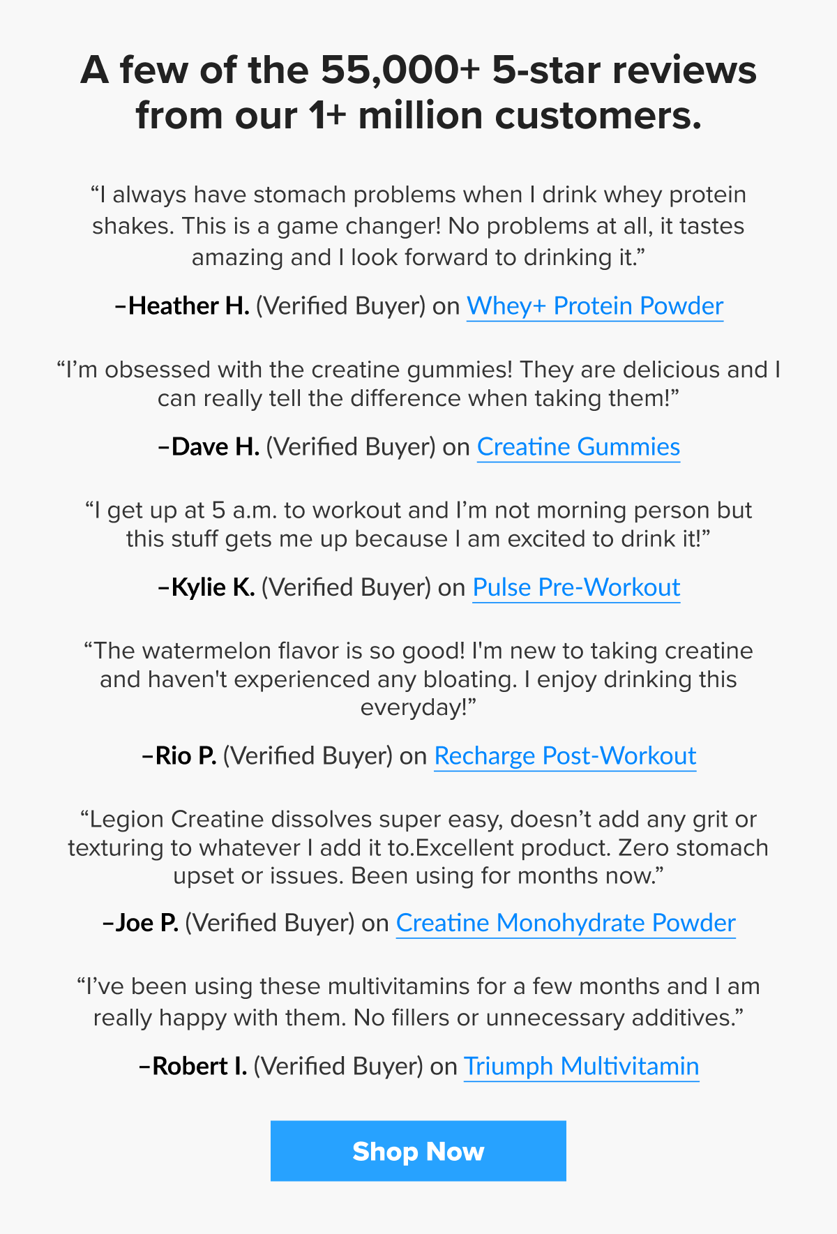 A few of the 55,000+ 5-star reviews from our 1+ million customers.