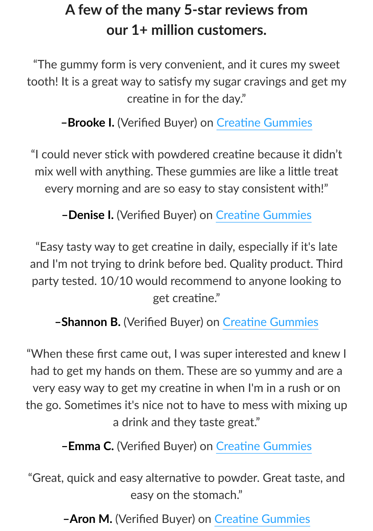 A few of the many 5-star reviews from our 1+ million customers