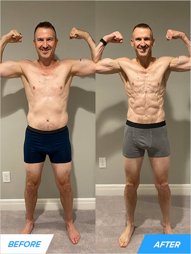 We helped Matthew (47) slash his body fat from about 17% to 10% while also increasing his whole-body strength: