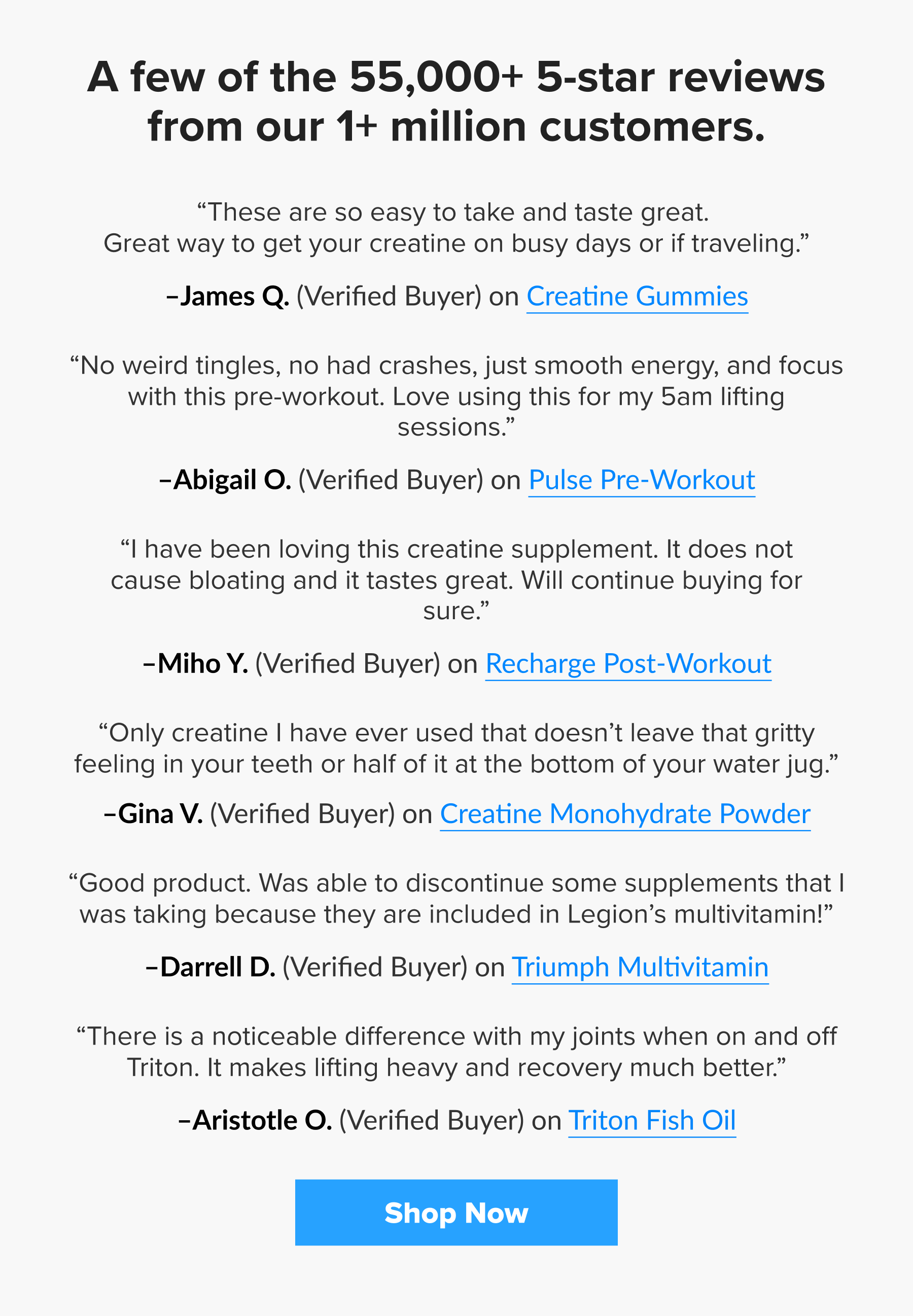 A few of the 55,000+ 5-star reviews from our 1+ million customers.