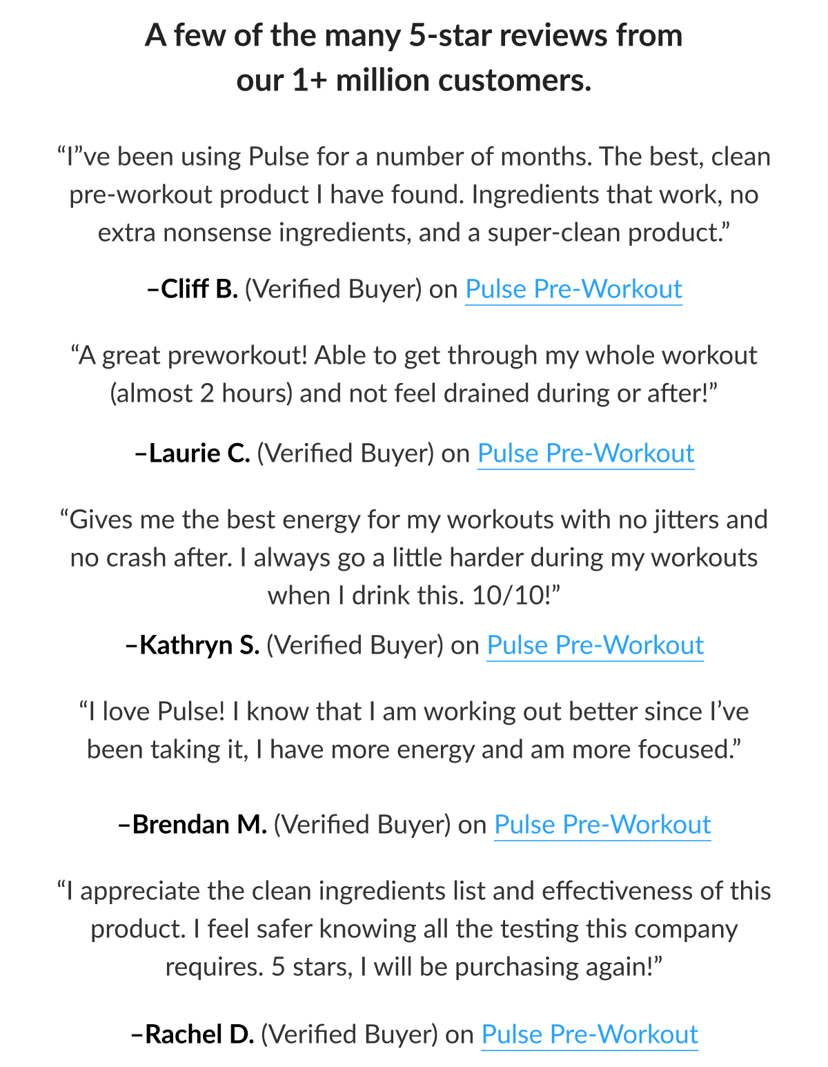 A few of the many 5-star reviews from our 1+million customers