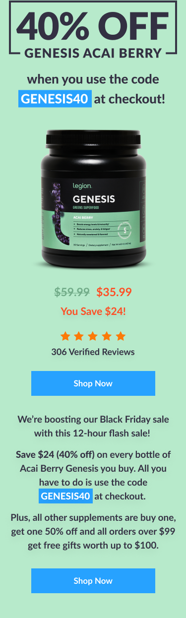 40% off Genesis Acai Berry