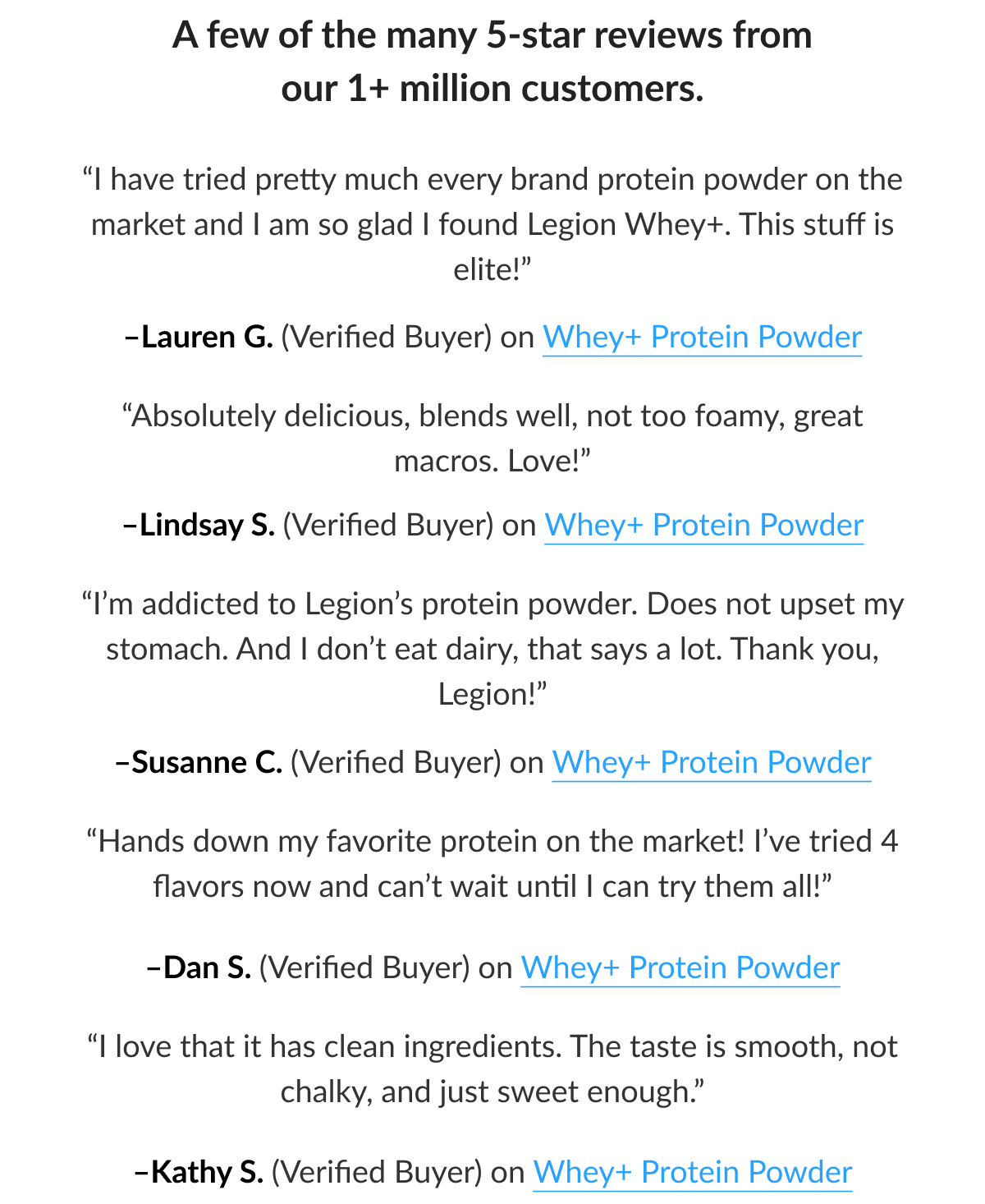 A few of the many 5-star reviews from our 1+million customers