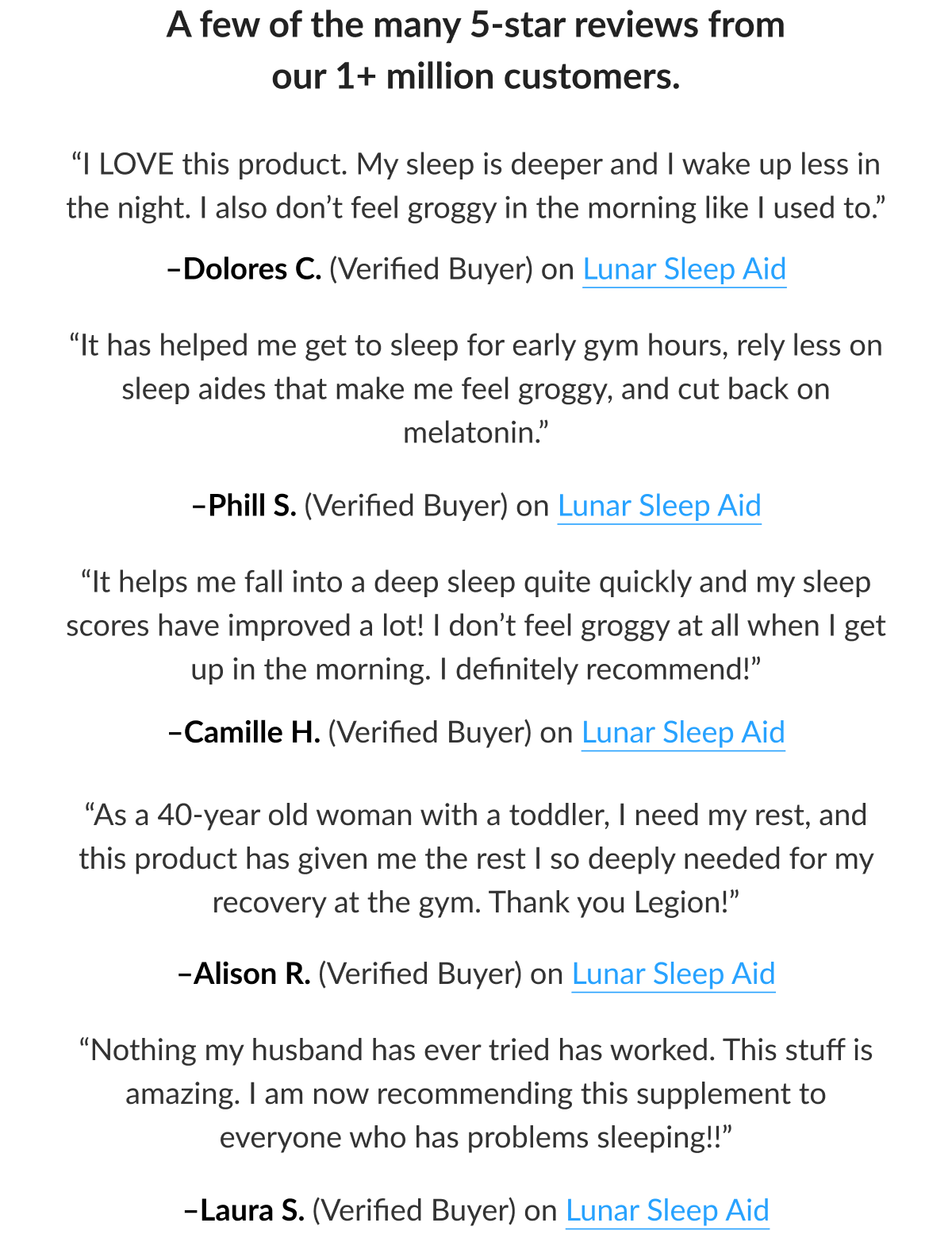 A few of the many 5-star reviews from our 1+ million customers