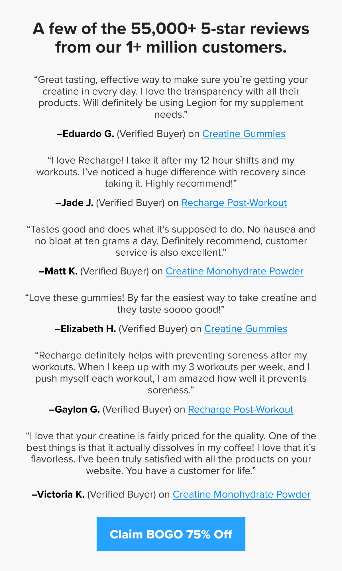 BOGO 75% Off Creatine Supplements