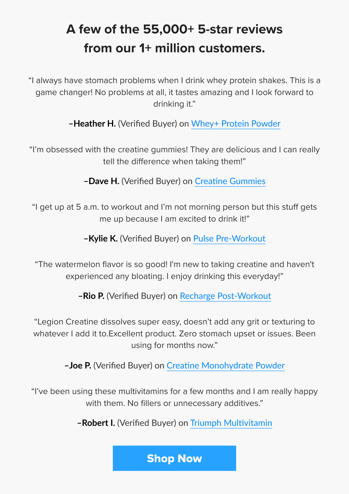 A few of the 45,000+ 5-star reviews from our 1+ million customers.