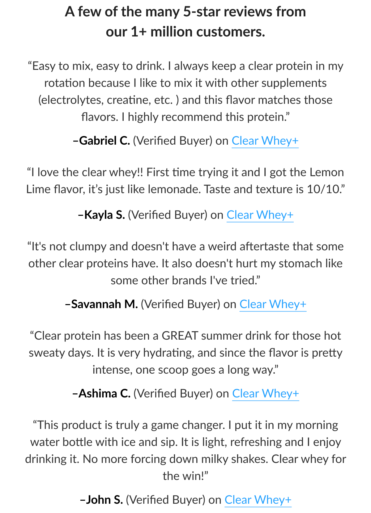 A few of the many 5-star reviews from our 1+ million customers