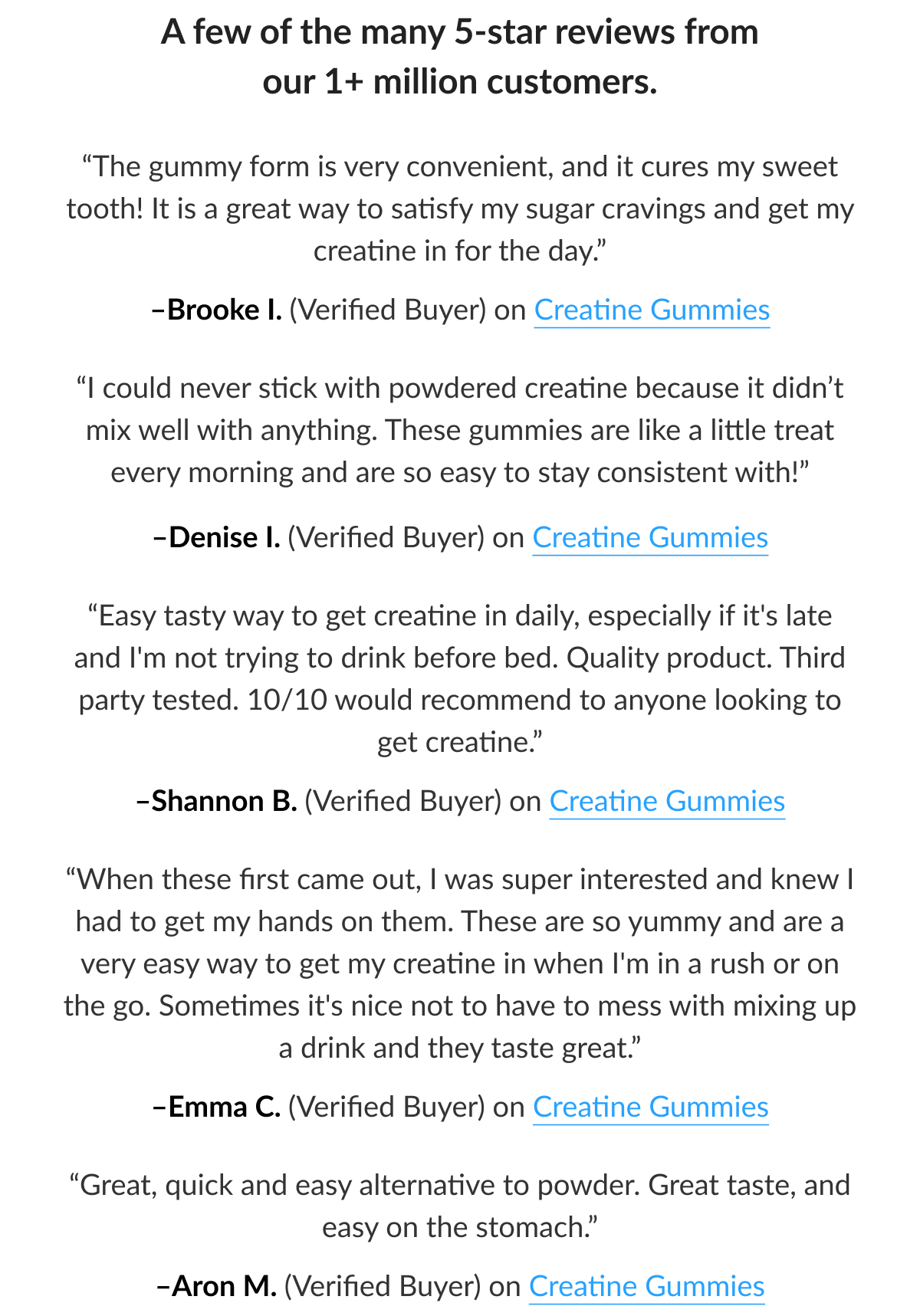 A few of the many 5-star reviews from our 1+ million customers