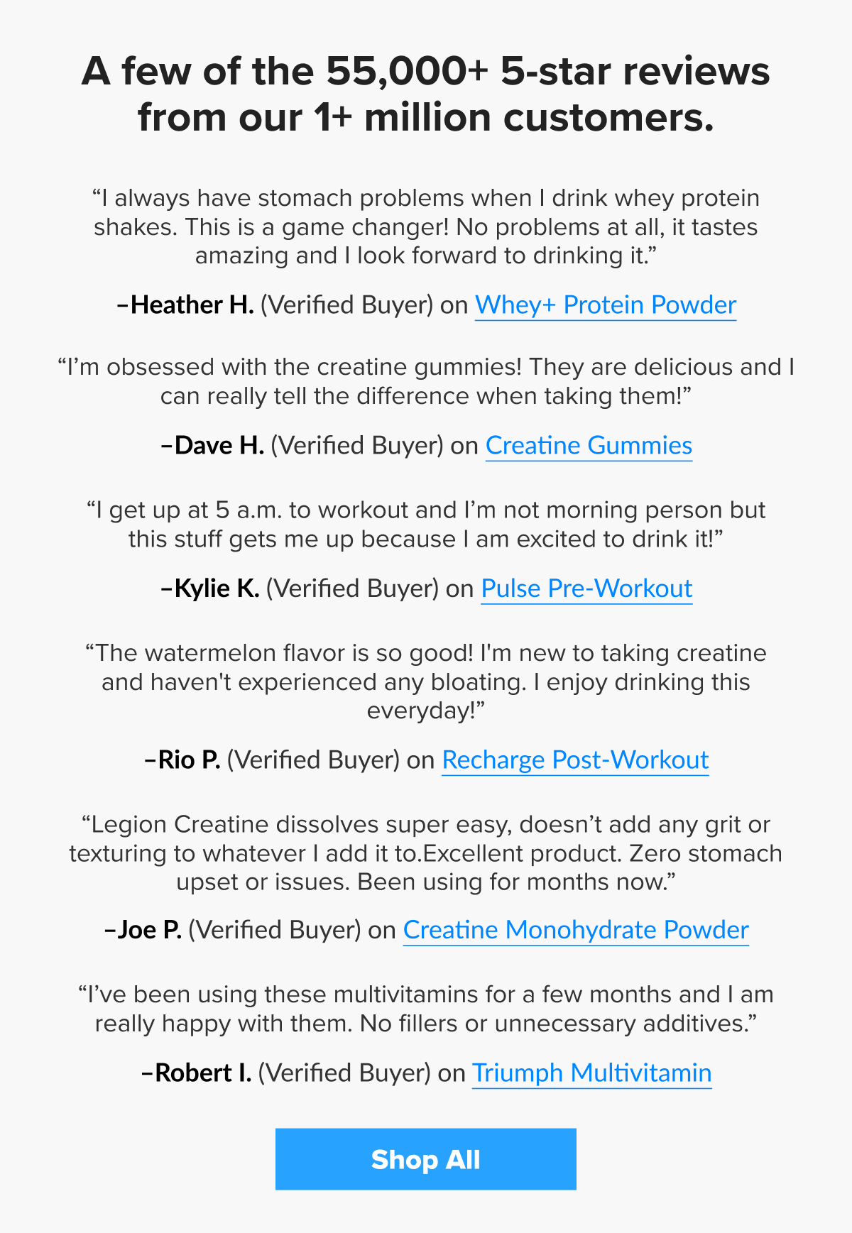 A few of the 55,000+ 5-star reviews from our 1+ million customers.