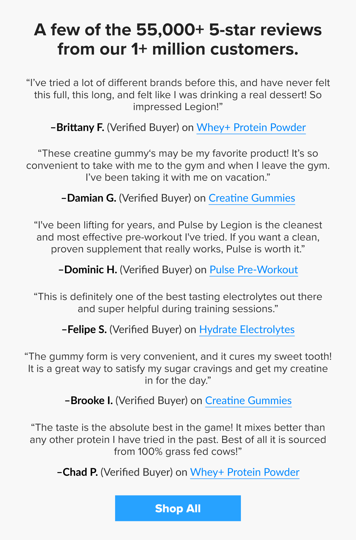 A few of the 55,000+ 5-star reviews from our 1+ million customers.