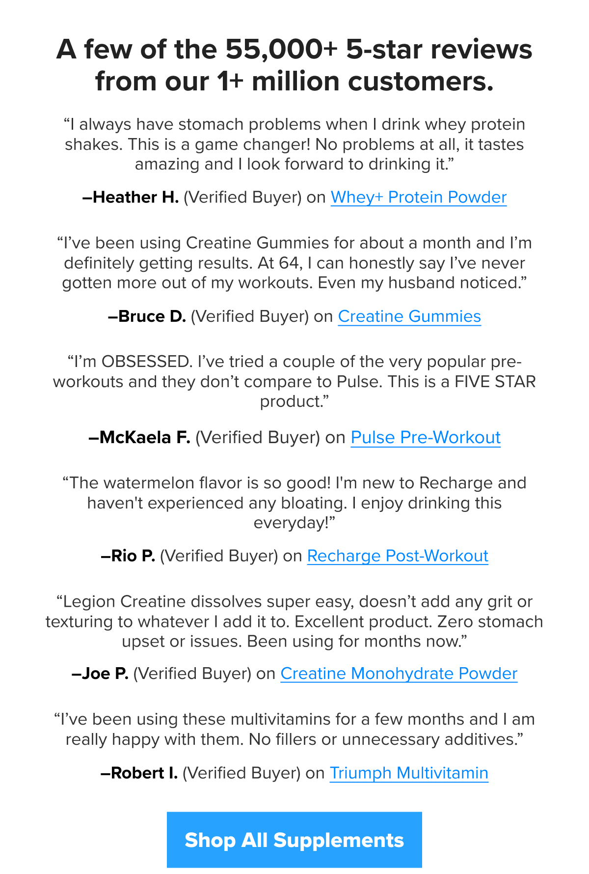 A few of the 55,000+ 5-star reviews from our 1+ million customers.