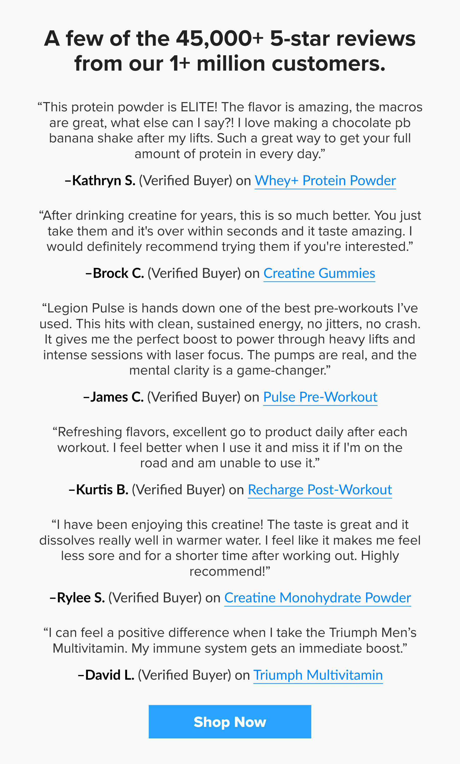 A few of the 45,000+ 5-star reviews from our 1+ million customers.
