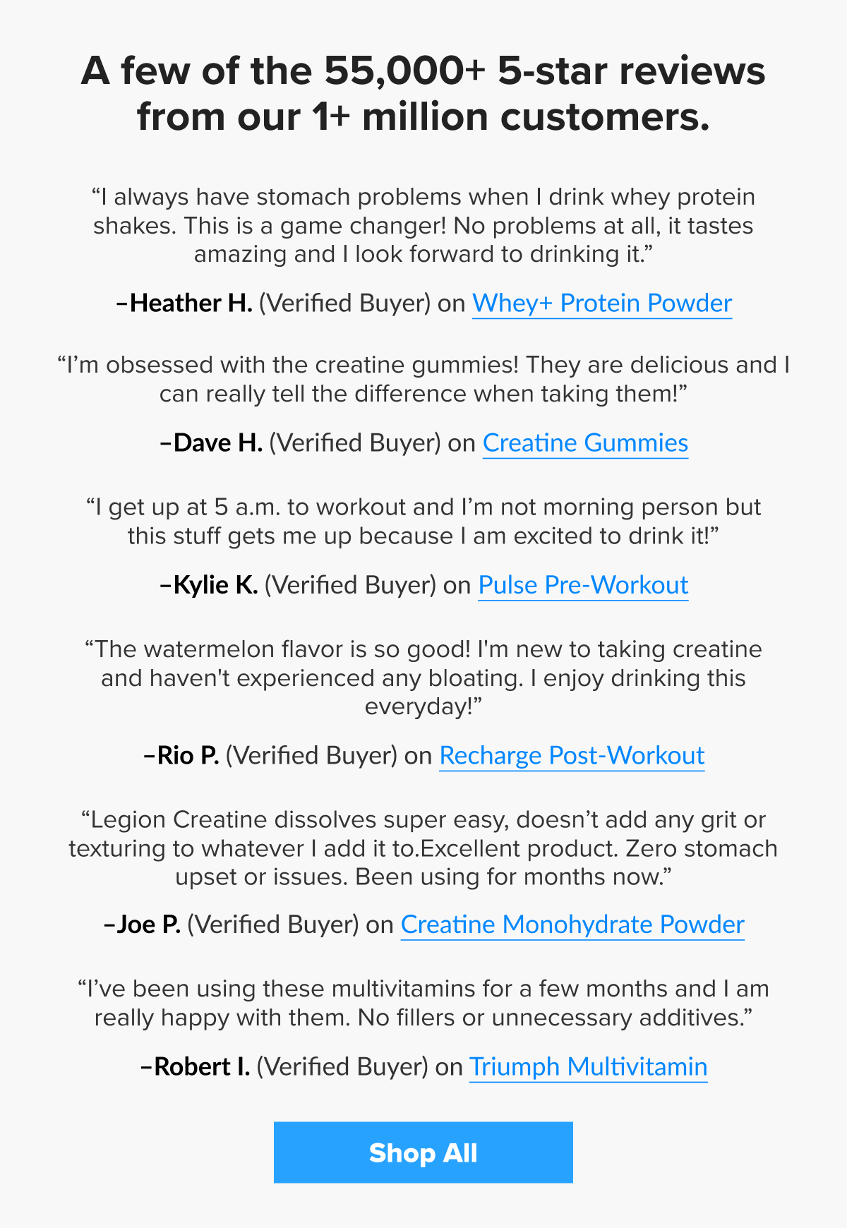 A few of the 55,000+ 5-star reviews from our 1+ million customers.