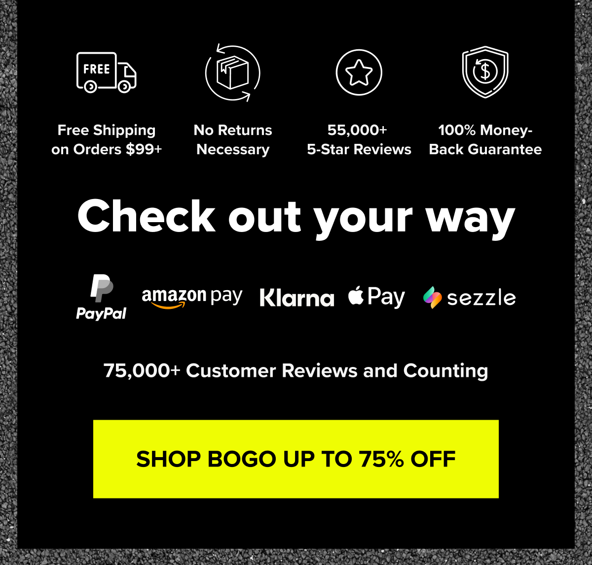 Shop BOGO up tp 75% off