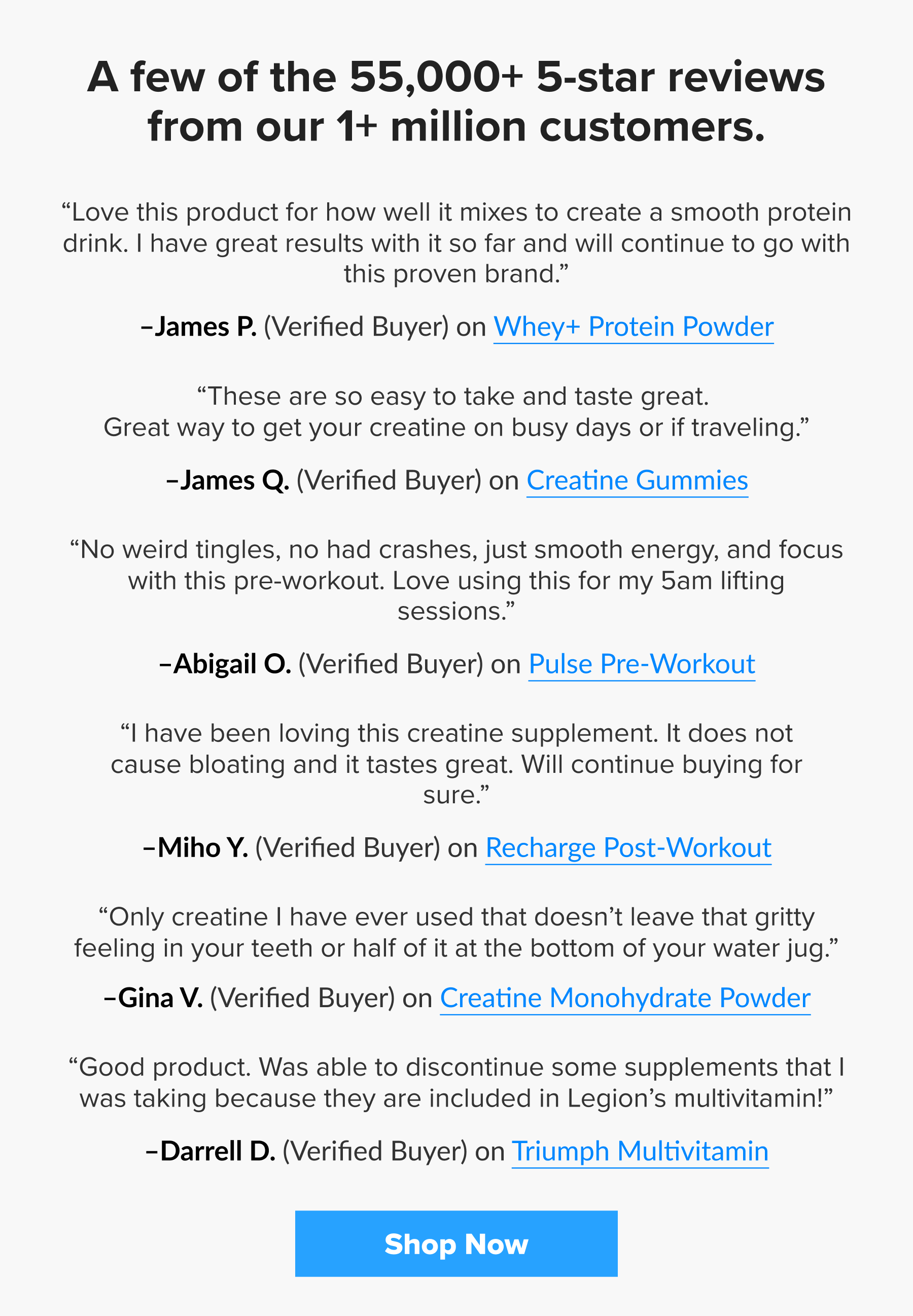 A few of the 55,000+ 5-star reviews from our 1+ million customers.