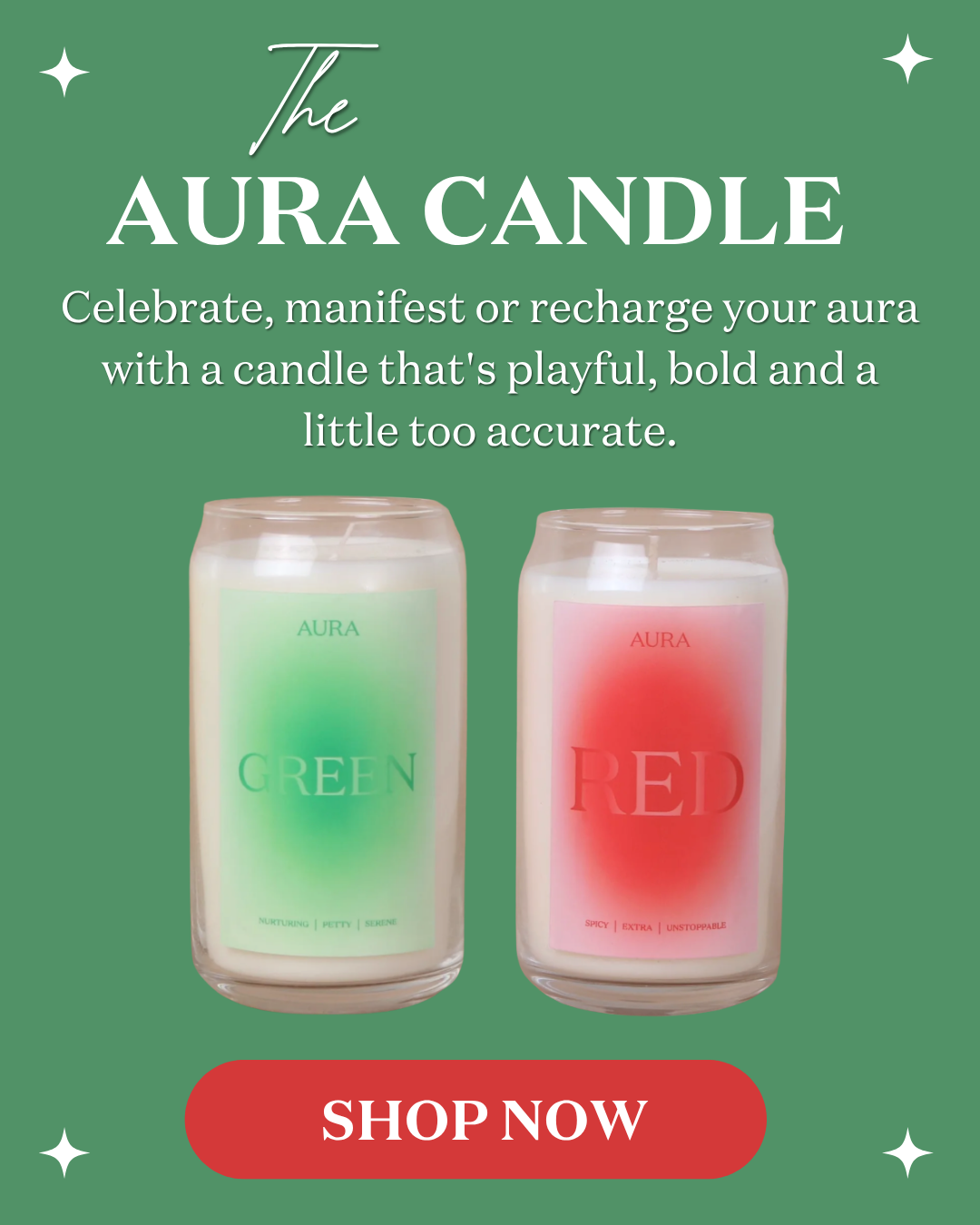 Celebrate, manifest or recharge your aura with a candle that's playful, bold and a little too accurate
