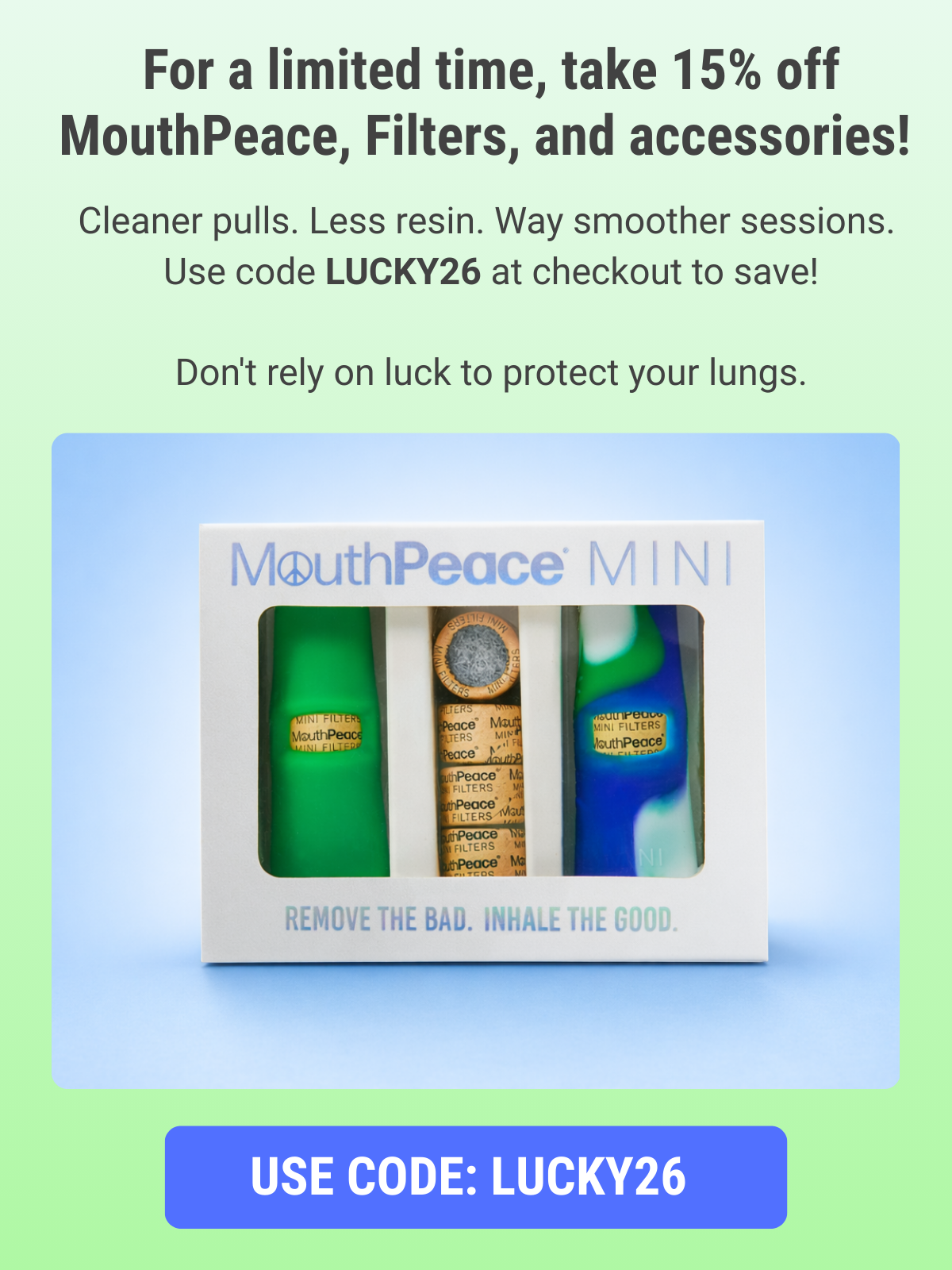 Use code LUCKY26 for 15% off. 