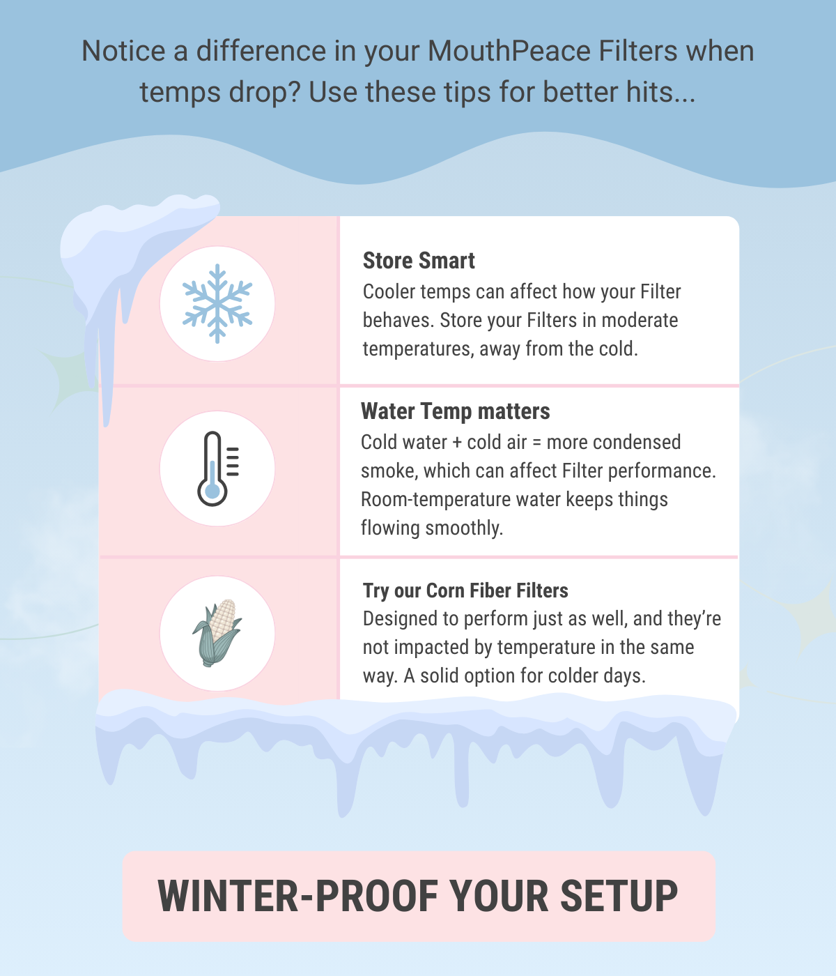 Cold weather Filter tips to keep hits smooth.
