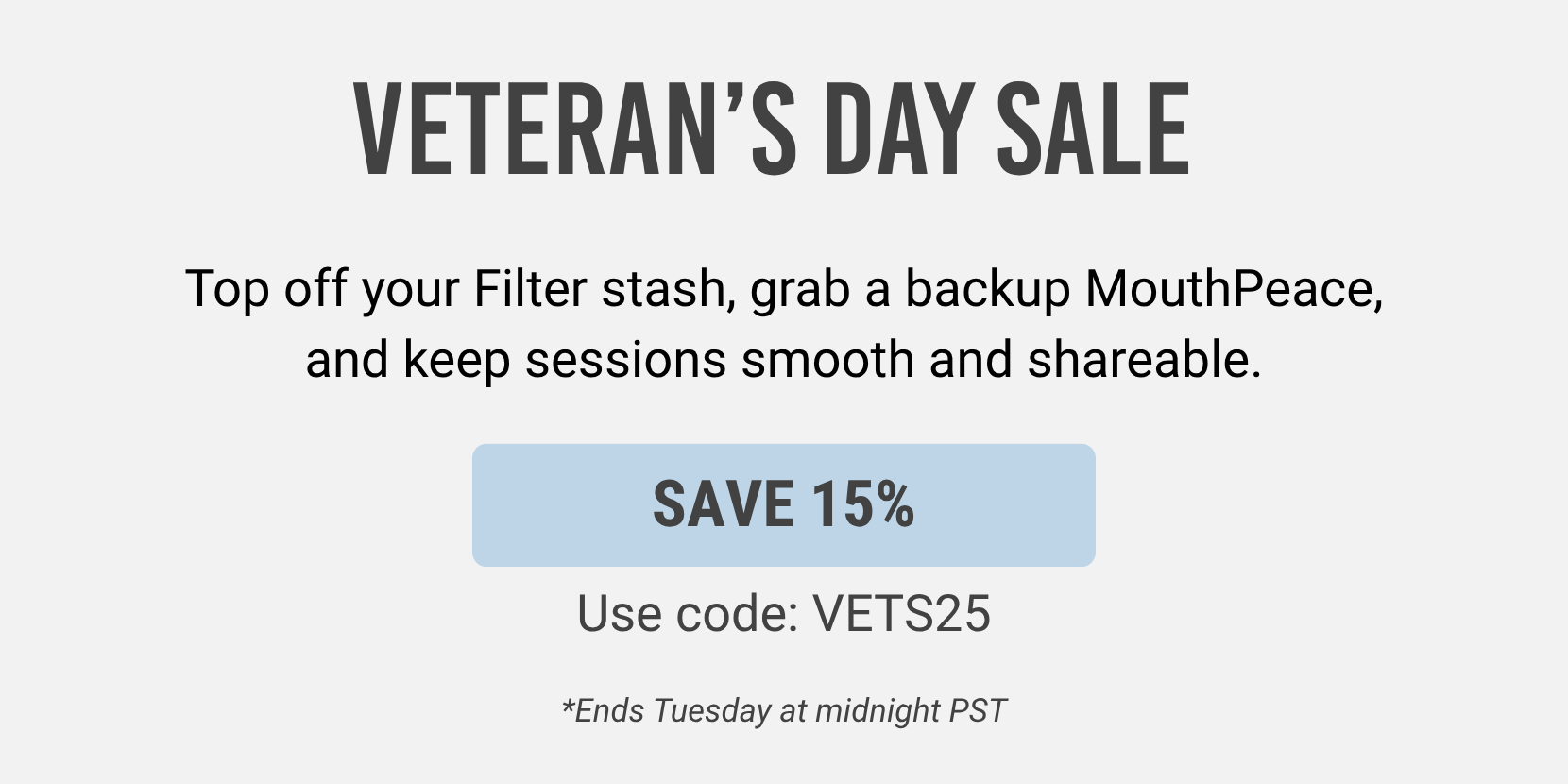 Save 15% with code: VETS25
