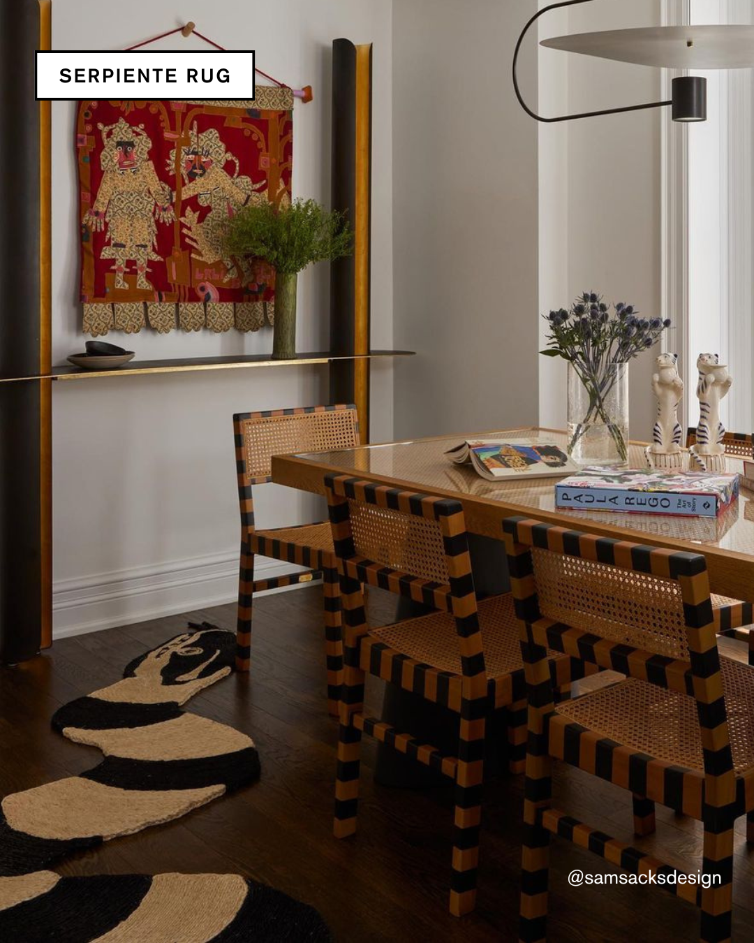 SERPIENTE RUG in a dining room