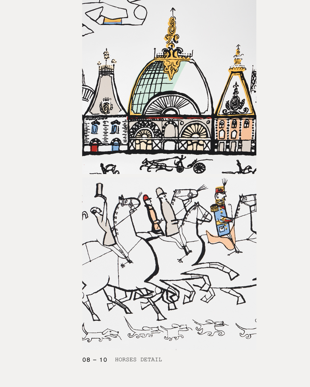 HORSES, a Saul Steinberg design turned wallpaper for Backdrop's newest Archive Collection