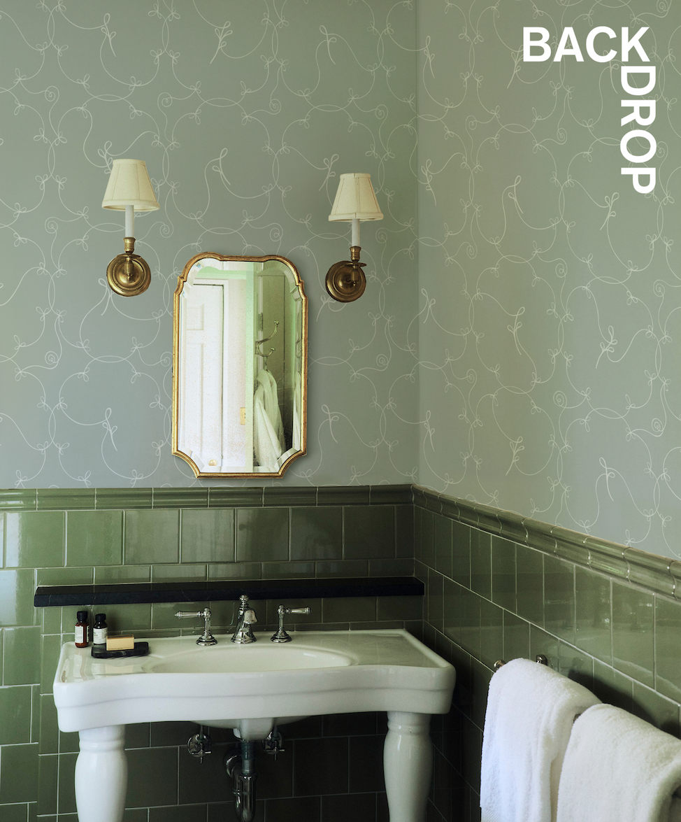 BRODERIE wallpaper by BACKDROP, an intricate, airy mid-scale design