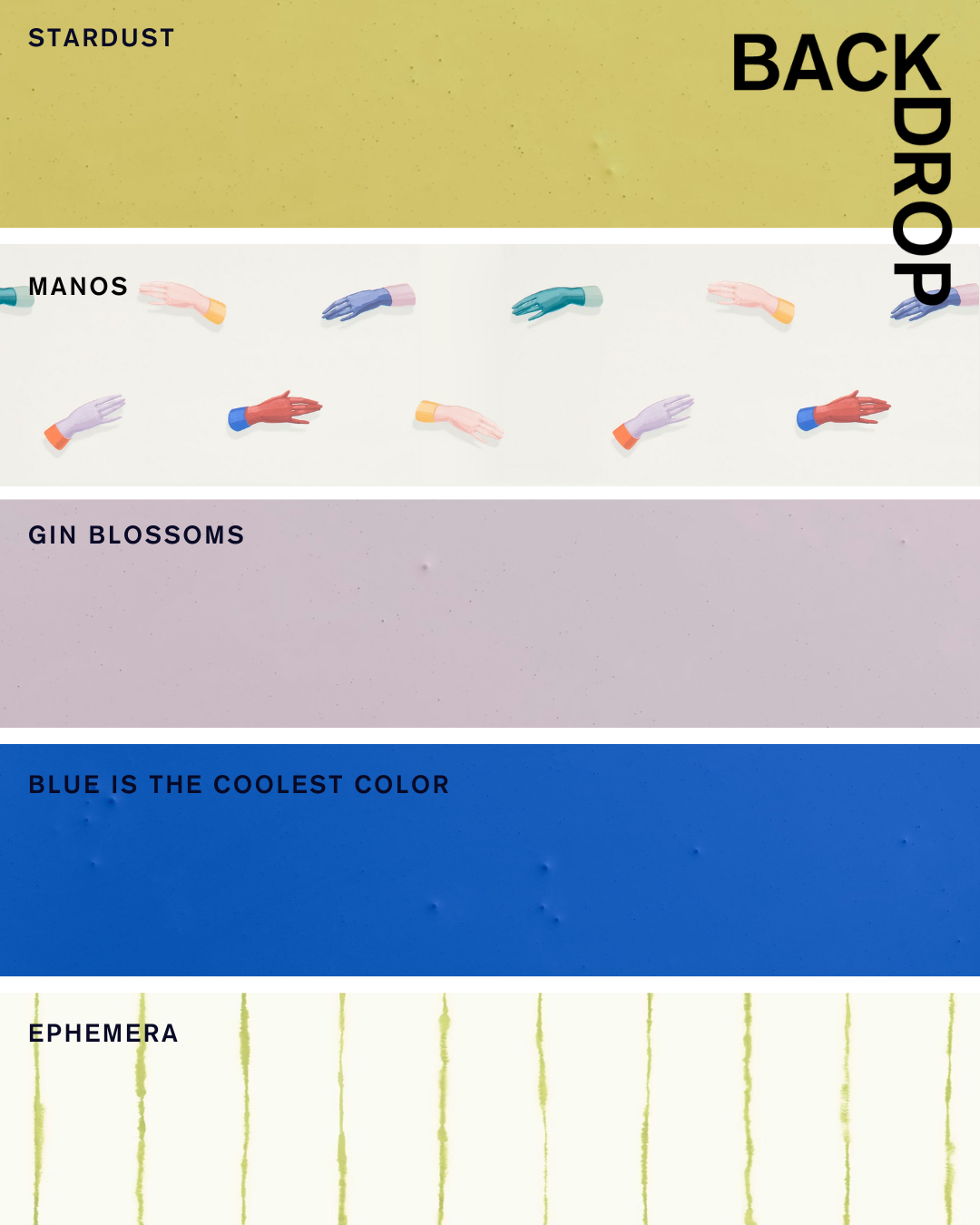MARCH Weekend Palette including STARDUST, MANOS, BLUE IS THE COOLEST COLOR, MODERN LOVE, and EPHEMERA