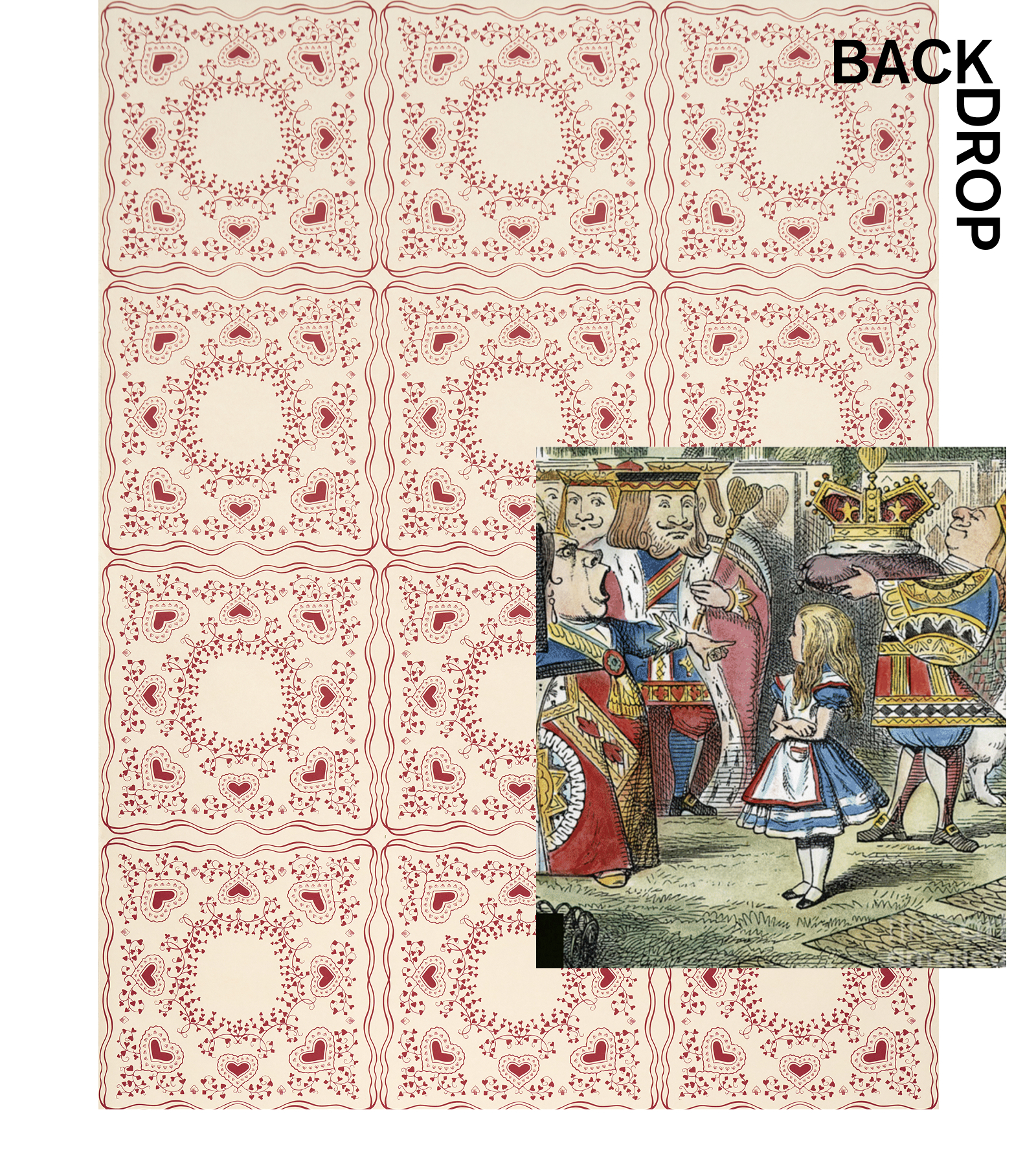 GARDEN OF HEARTS wallpaper by BACKDROP, inspired by Alice In Wonderland