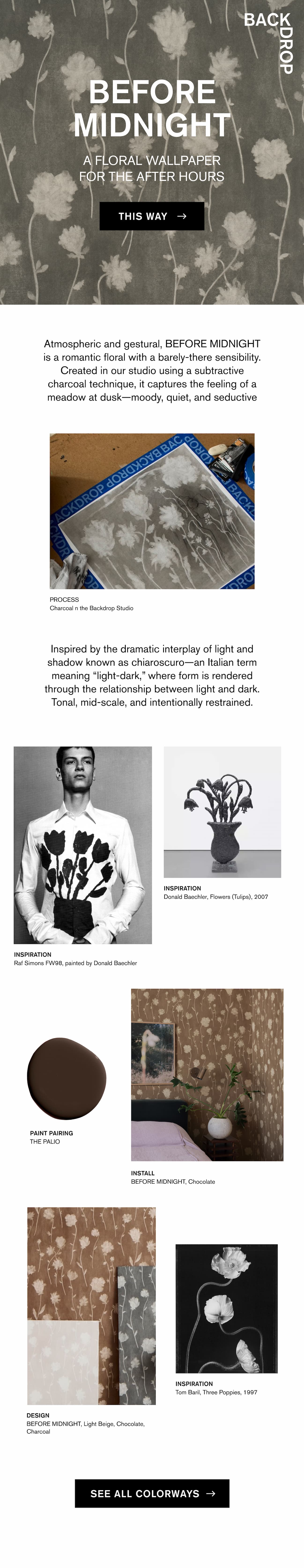 Backdrop's floral wallpaper for the after hours, BEFORE MIDNIGHT.