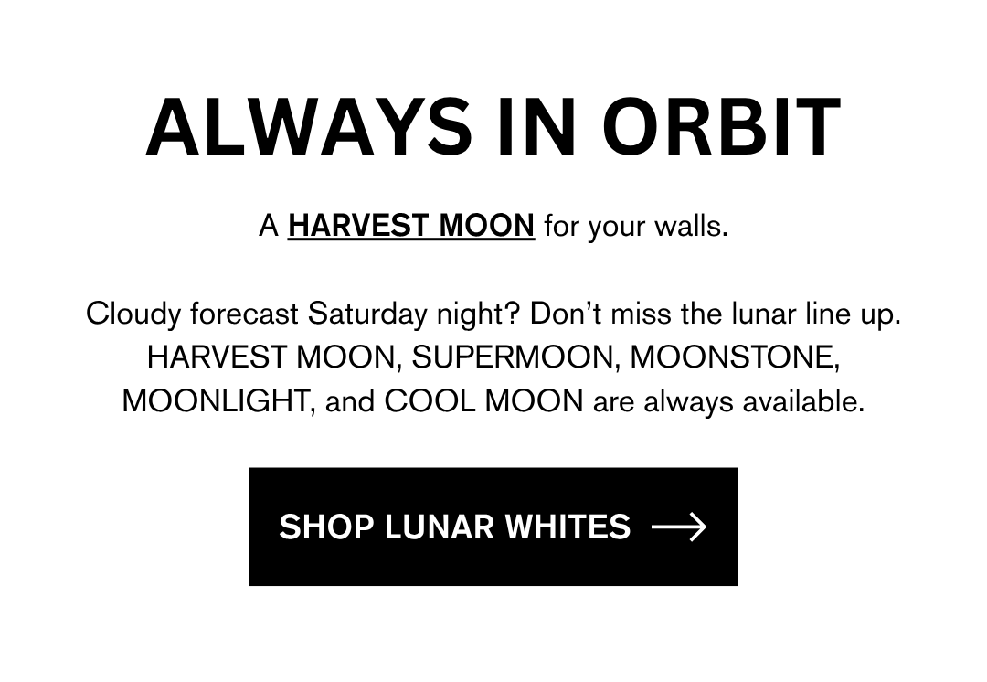 A SUPERMOON FOR YOUR WALLS, white paint inspired by the HARVEST MOON