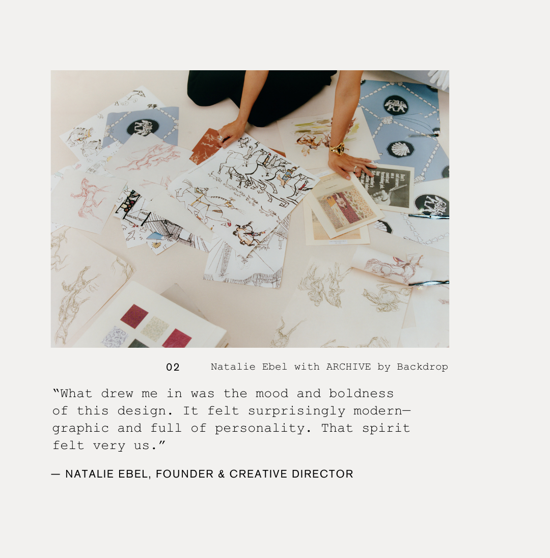 HORSES, a Saul Steinberg design turned wallpaper for Backdrop's newest Archive Collection