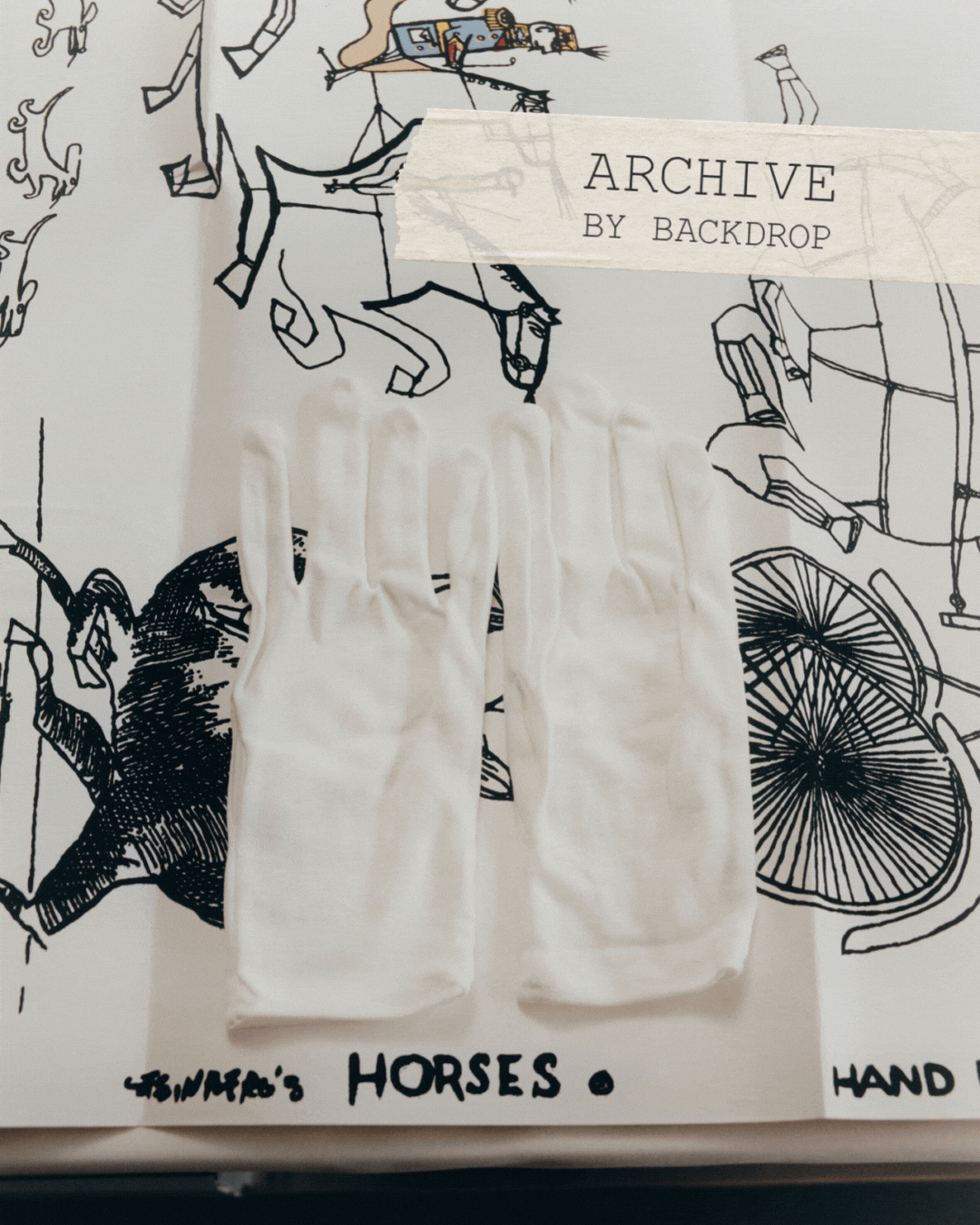 HORSES, a Saul Steinberg design turned wallpaper for Backdrop's newest Archive Collection