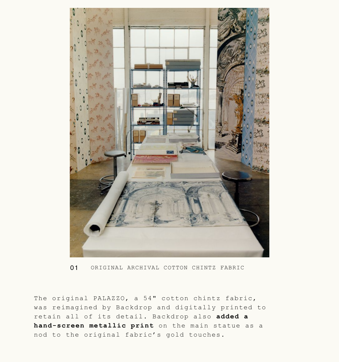 PALAZZO PANEL SET, an archival design reimagined by BACKDROP