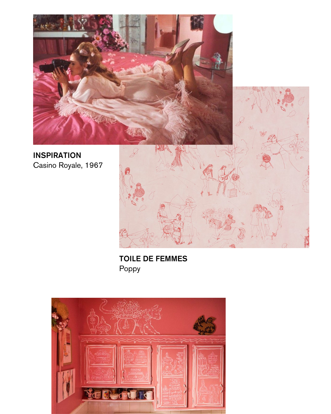 TOILE DE FEMMES Pink Wallpaper