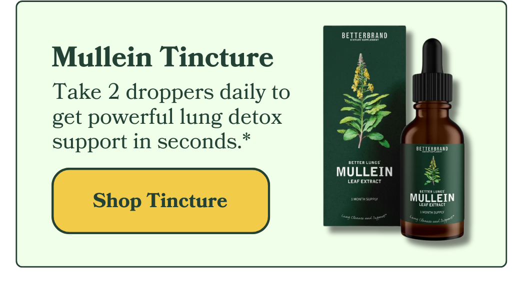 Mullein Tincture: Take 2 droppers daily to get powerful lung detox support in seconds.*