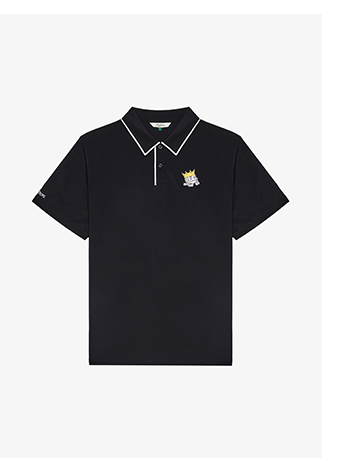 Crest Knit Polo Black