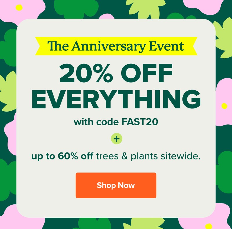 The Anniversary Event 20% OFF EVERYTHING with code FAST20 up to 60% off trees & plants sitewide. Shop Now>>