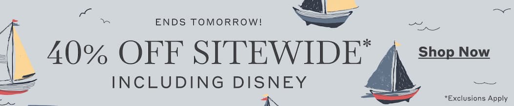 Ends Tomorrow! Friends & Family Sale - 40% Off Sitewide* Including Disney - Shop Now