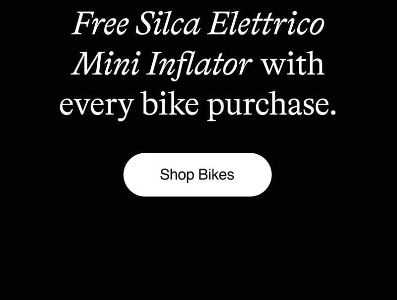 Free Silca Elettrico Mini Inflator with every bike purchase