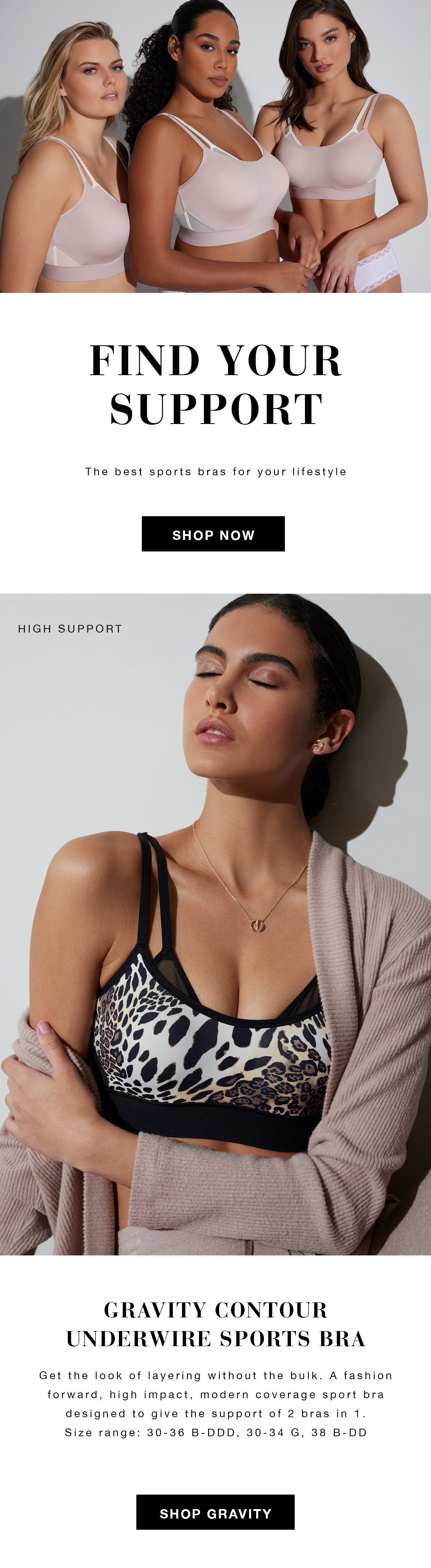 Images of models wearing natori and josie sports bras