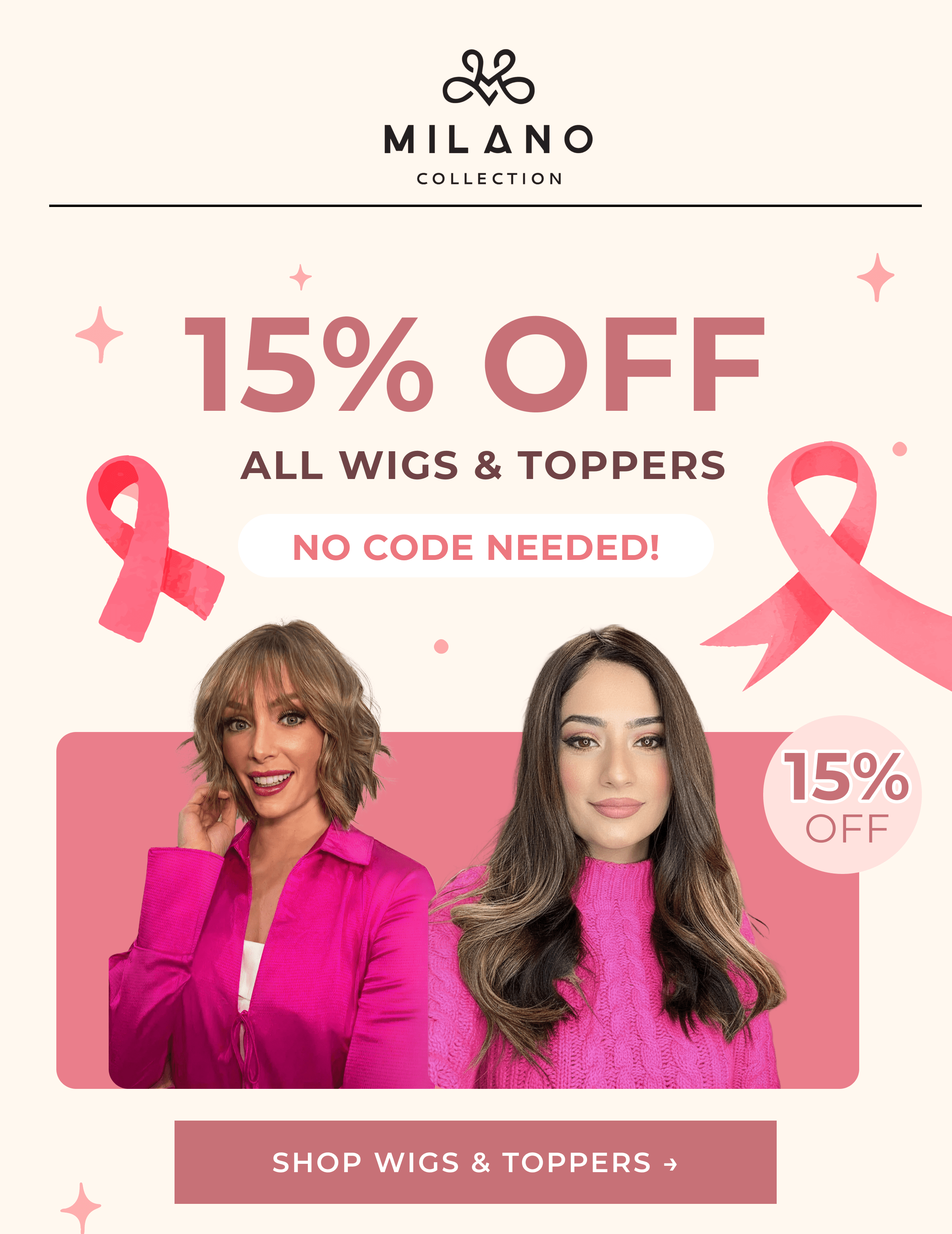 15% OFF ALL WIGS & TOPPERS | NO CODE NEEDED! | 15% OFF | SHOP WIGS & TOPPERS