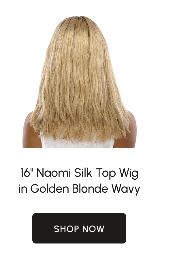 16" Naomi Silk Top Wig in Golden Blonde Wavy